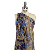 Blue, Purple and Yellow Swirling Bouquets Silk Chiffon