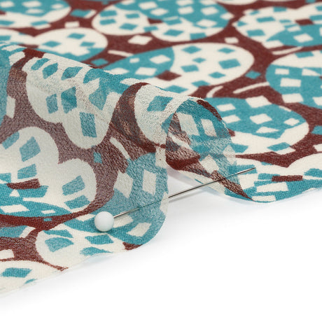Teal, White and Burgundy Sprinkled Treats Silk Chiffon