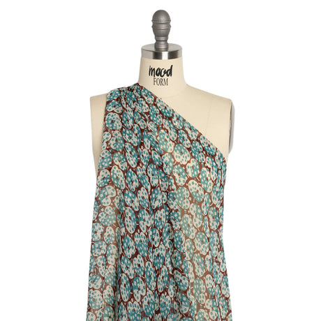 Teal, White and Burgundy Sprinkled Treats Silk Chiffon