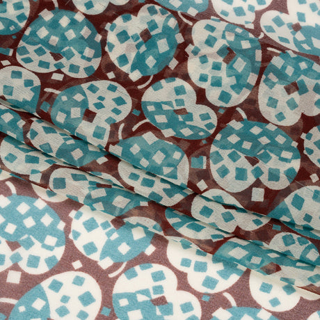 Teal, White and Burgundy Sprinkled Treats Silk Chiffon
