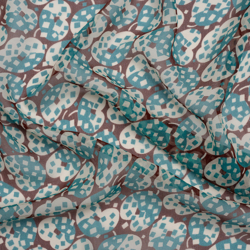 Teal, White and Burgundy Sprinkled Treats Silk Chiffon