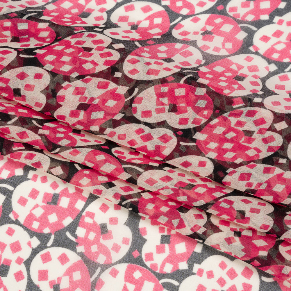 Pink, White and Black Sprinkled Treats Silk Chiffon