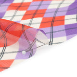 Purple, Red and Cream Argyle Crinkled Silk Chiffon