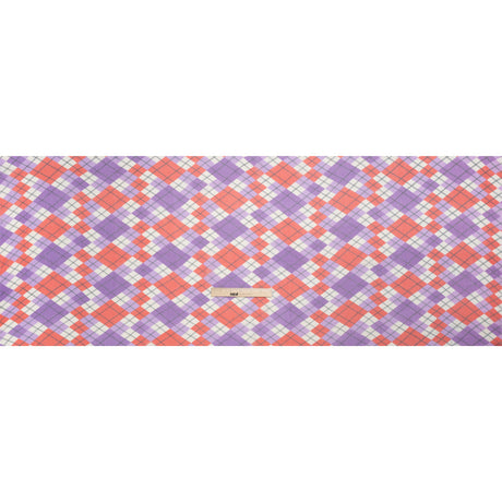 Purple, Red and Cream Argyle Crinkled Silk Chiffon