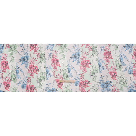 Green, Blue and Pink Floral Wavy Stripes Silk Chiffon