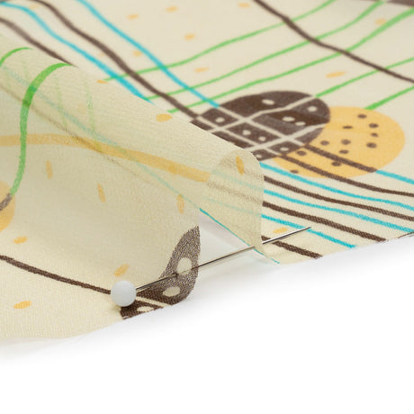 Yellow, Brown and Blue Baked Goods Grid Silk Chiffon