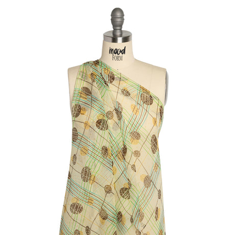 Yellow, Brown and Blue Baked Goods Grid Silk Chiffon