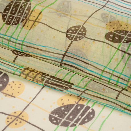Yellow, Brown and Blue Baked Goods Grid Silk Chiffon