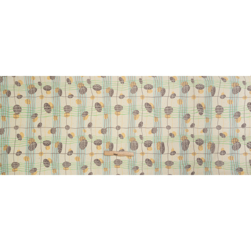 Yellow, Brown and Blue Baked Goods Grid Silk Chiffon