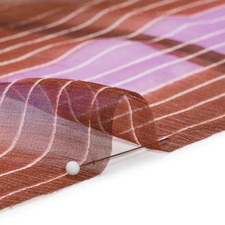 Brown, Beige and Purple Stripes and Rectangles Crinkled Chiffon Panel