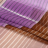 Brown, Beige and Purple Stripes and Rectangles Crinkled Chiffon Panel