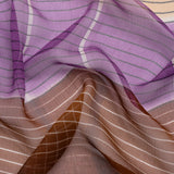 Brown, Beige and Purple Stripes and Rectangles Crinkled Chiffon Panel