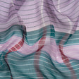 Teal, Lavender and Burgundy Stripes and Rectangles Crinkled Chiffon Panel