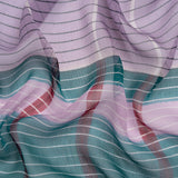 Teal, Lavender and Burgundy Stripes and Rectangles Crinkled Chiffon Panel
