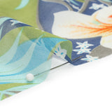 Blue, Green and Orange Tropical Flora Silk Chiffon