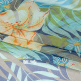 Blue, Green and Orange Tropical Flora Silk Chiffon