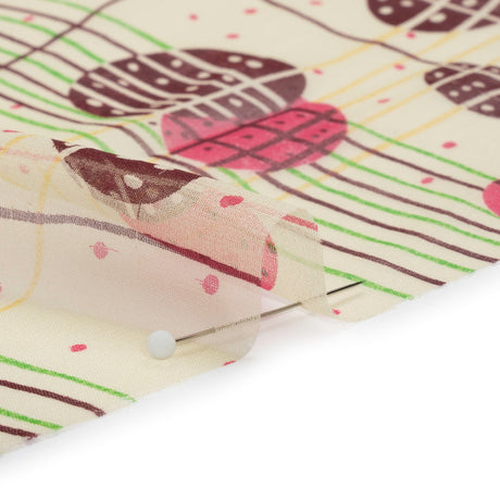 Pale Yellow, Berry Red and Brown Baked Goods Grid Silk Chiffon