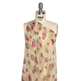 Pale Yellow, Berry Red and Brown Baked Goods Grid Silk Chiffon
