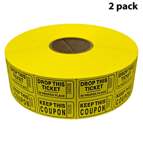 Double Roll Raffle Tickets – Coupon Tickets (2000/Roll) – Available in 8 Colors: Red, Blue, Green, Yellow, Orange, Purple, Pink & White
