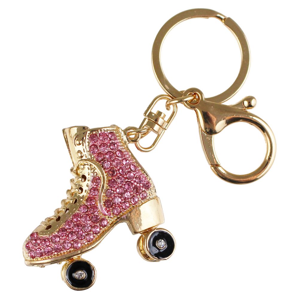 High-quality Roller Skate Rhinestone Keychain - 2 inches Metal with rhinestones