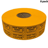 Double Roll Raffle Tickets – Coupon Tickets (2000/Roll) – Available in 8 Colors: Red, Blue, Green, Yellow, Orange, Purple, Pink & White