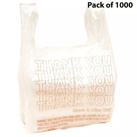 Small T Shirt Carry Out Bags 7 x 5 x 15 Inch Thank You Print