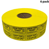 Double Roll Raffle Tickets – Coupon Tickets (2000/Roll) – Available in 8 Colors: Red, Blue, Green, Yellow, Orange, Purple, Pink & White
