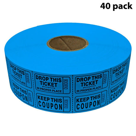 Double Roll Raffle Tickets – Coupon Tickets (2000/Roll) – Available in 8 Colors: Red, Blue, Green, Yellow, Orange, Purple, Pink & White