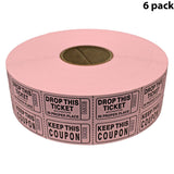 Double Roll Raffle Tickets – Coupon Tickets (2000/Roll) – Available in 8 Colors: Red, Blue, Green, Yellow, Orange, Purple, Pink & White