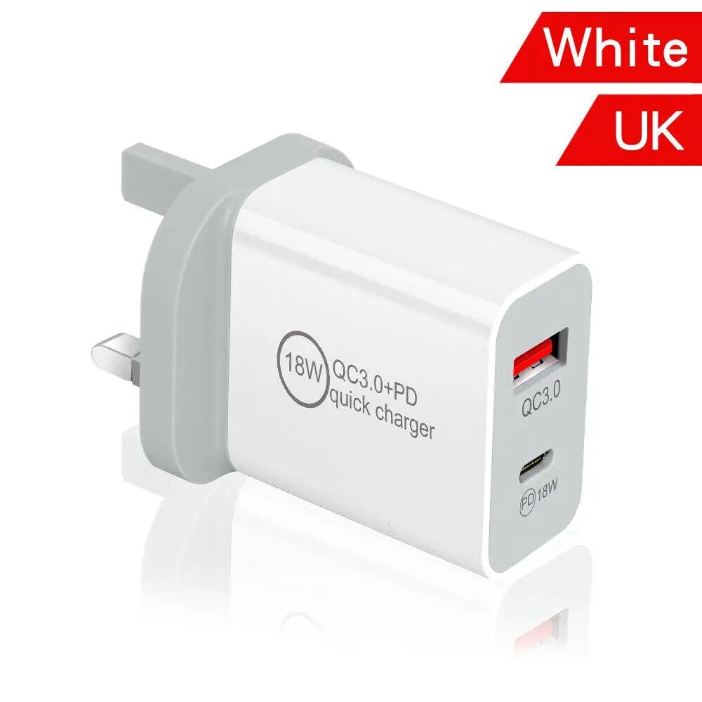 PD Power Adapter | Max Output 2.1A (1 USB C & 1 USB) Fast Charger | MINA® - Pack of 1