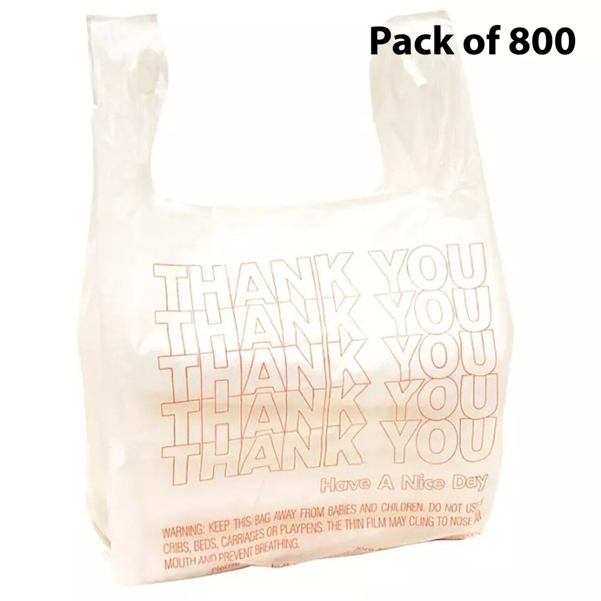 Thank You T-Shirt Bags, 11.5" x 6.5" x 22" - Retail Carry-Out Bags - Eco-Friendly Tote Bags | Raheev®