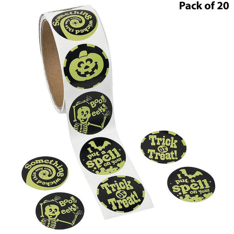 Premium Glow In The Dark Halloween Stickers Roll | Creepy Crawly Stickers