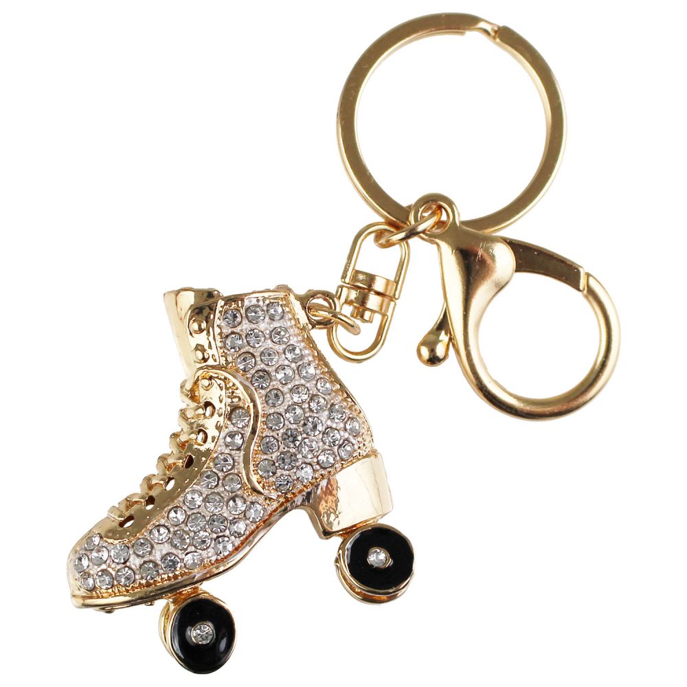 High-quality Roller Skate Rhinestone Keychain - 2 inches Metal with rhinestones