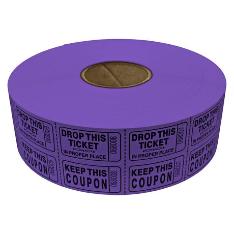 Double Roll Raffle Tickets – Coupon Tickets (2000/Roll) – Available in 8 Colors: Red, Blue, Green, Yellow, Orange, Purple, Pink & White