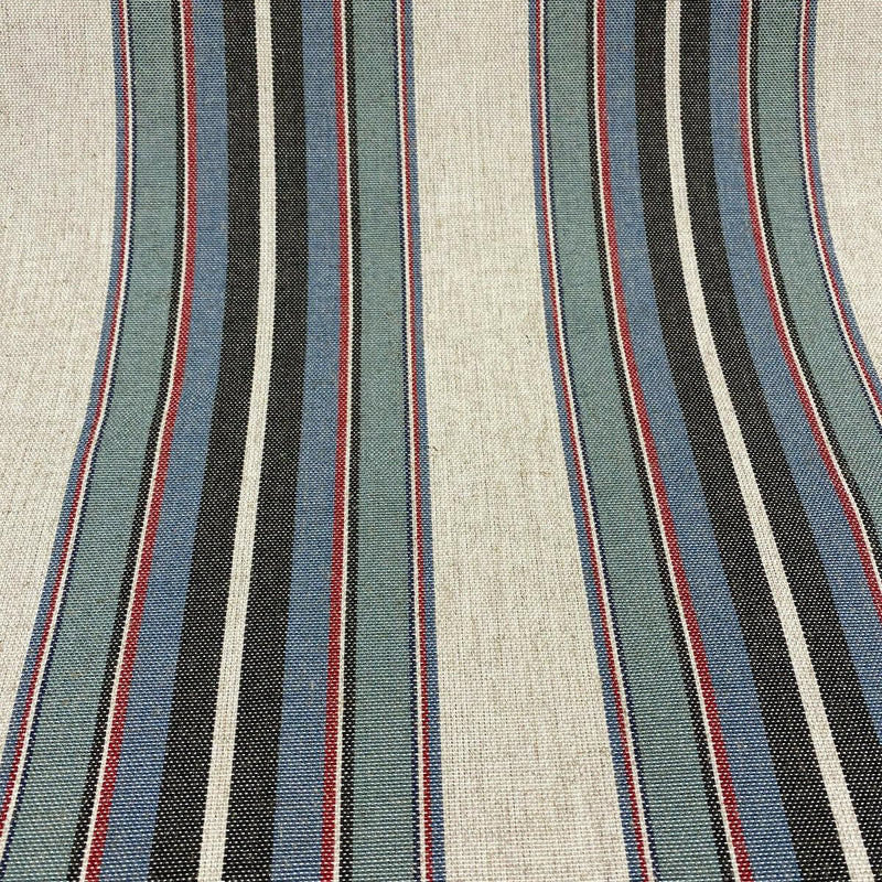 PK Lifestyle Yucatan Stripe Linen Blend Fabric - Marina Blue, Yarn Dyed Stripes, 54" Width (1 Yard)