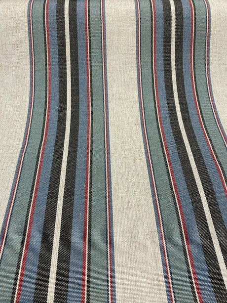 PK Lifestyle Yucatan Stripe Linen Blend Fabric - Marina Blue, Yarn Dyed Stripes, 54" Width (1 Yard)