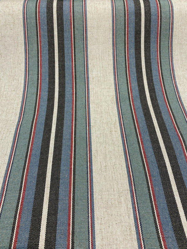 PK Lifestyle Yucatan Stripe Linen Blend Fabric - Marina Blue, Yarn Dyed Stripes, 54" Width (1 Yard)