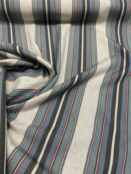 PK Lifestyle Yucatan Stripe Linen Blend Fabric - Marina Blue, Yarn Dyed Stripes, 54" Width (1 Yard)