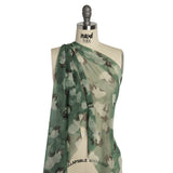 Floral Shadows Silk Tulle - Green, White and Black