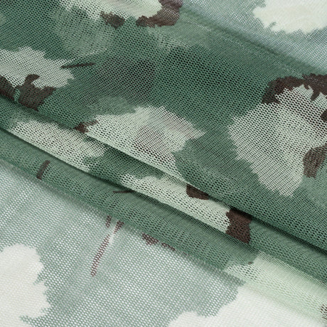 Floral Shadows Silk Tulle - Green, White and Black