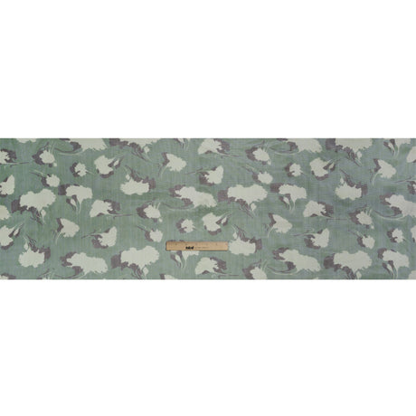 Floral Shadows Silk Tulle - Green, White and Black