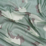 Floral Shadows Silk Tulle - Green, White and Black