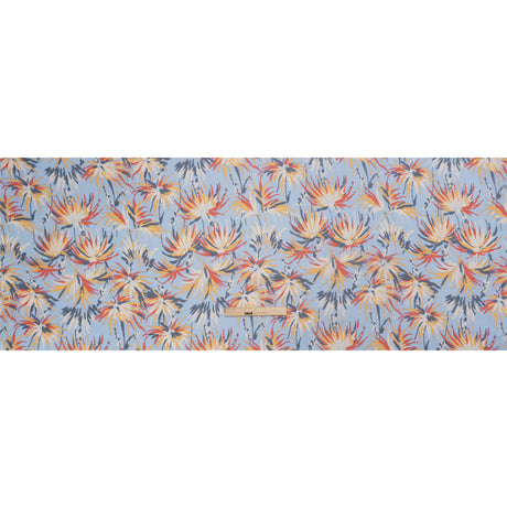 Blue, Red and Mustard Dreamy Daisies Crinkled Silk Chiffon