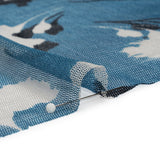 Floral Shadows Silk Tulle - Blue, White and Black