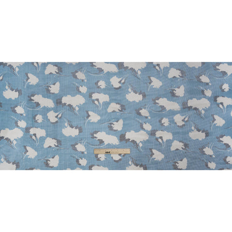 Floral Shadows Silk Tulle - Blue, White and Black