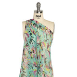 Mint, Pink and Yellow Dreamy Daisies Crinkled Silk Chiffon
