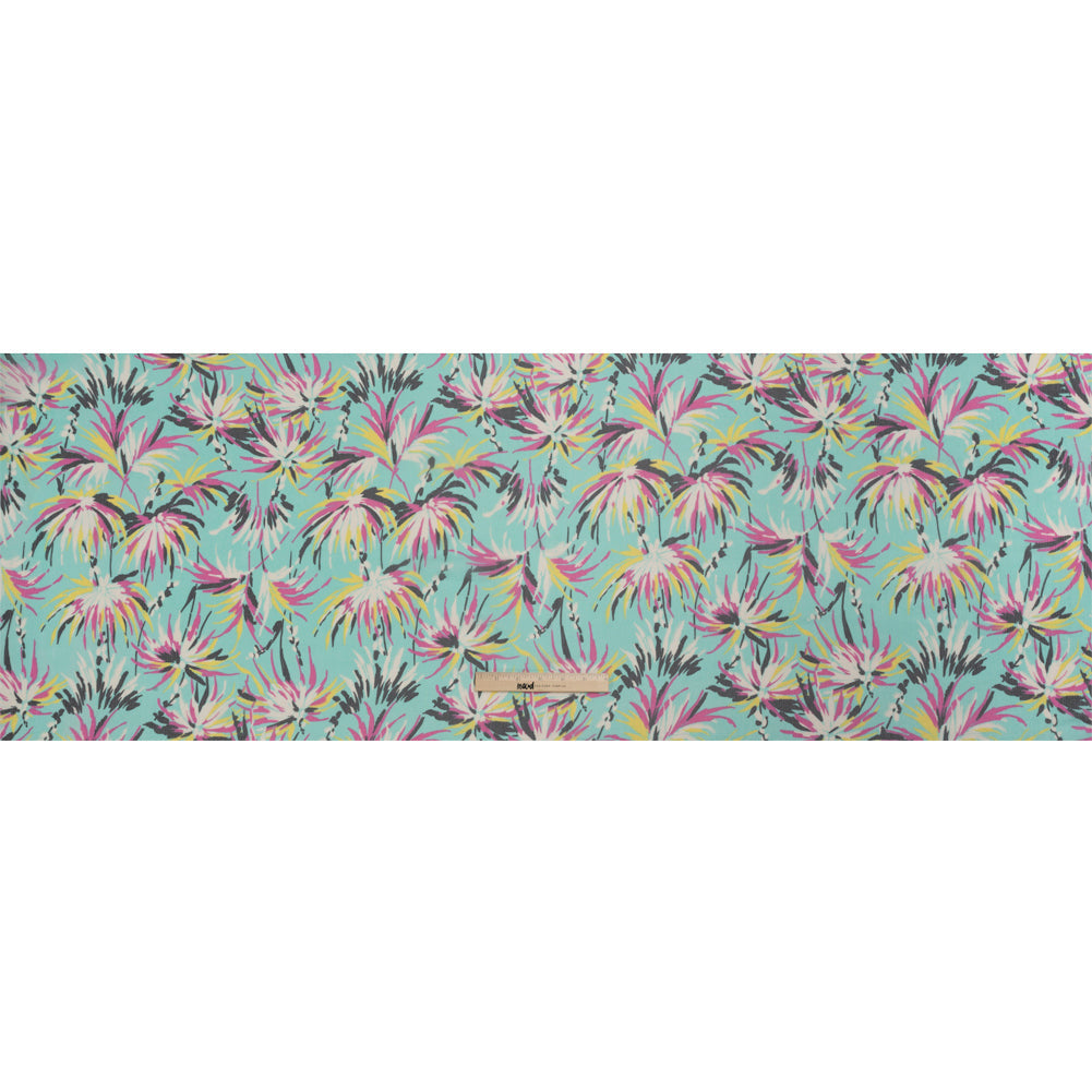 Mint, Pink and Yellow Dreamy Daisies Crinkled Silk Chiffon