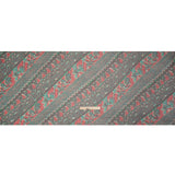 Chocolate, Berry and Turquoise Floral and Geometric Diagonal Stripes Silk Chiffon