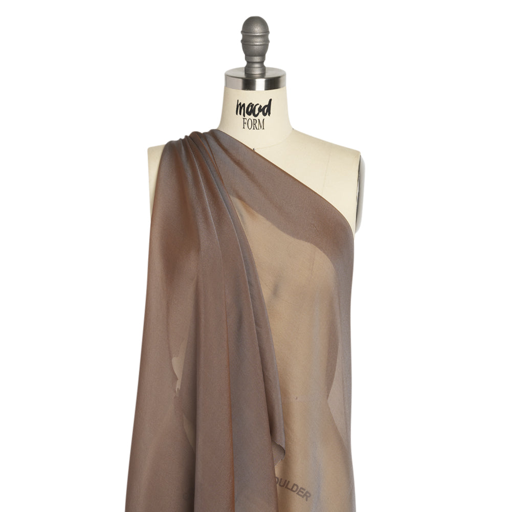 Copper and Bluish Silver Two-Tone Silk Chiffon