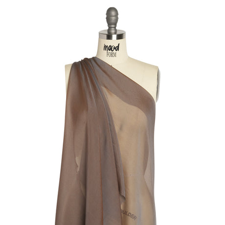 Copper and Bluish Silver Two-Tone Silk Chiffon
